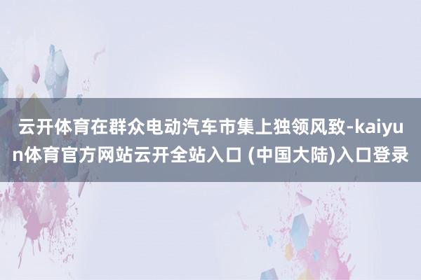 云开体育在群众电动汽车市集上独领风致-kaiyun体育官方网站云开全站入口 (中国大陆)入口登录