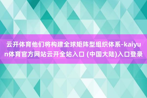 云开体育他们将构建全球矩阵型组织体系-kaiyun体育官方网站云开全站入口 (中国大陆)入口登录